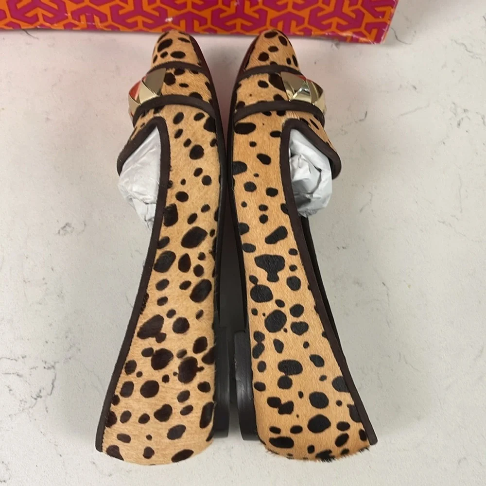 Tory Burch Asher Smoking Slipper - Cheetah Print - Calf Hair Size 7 NEW